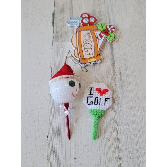 I heart golf unique ornament set Xmas Club tell golfing golfer - Picture 1 of 9